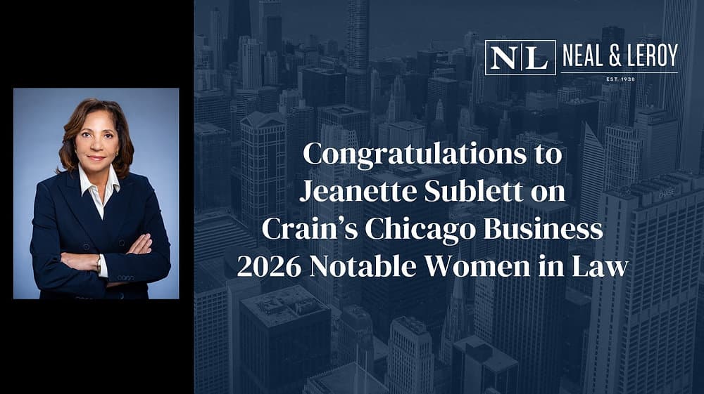 Jeanette Sublett Named a 2026 Notable Woman in Law by Crain’s Chicago Business